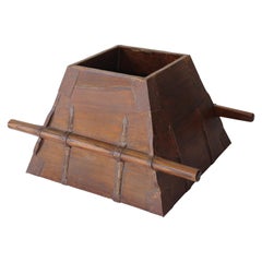 Antique Chinese Elmwood Basket Rice Measure