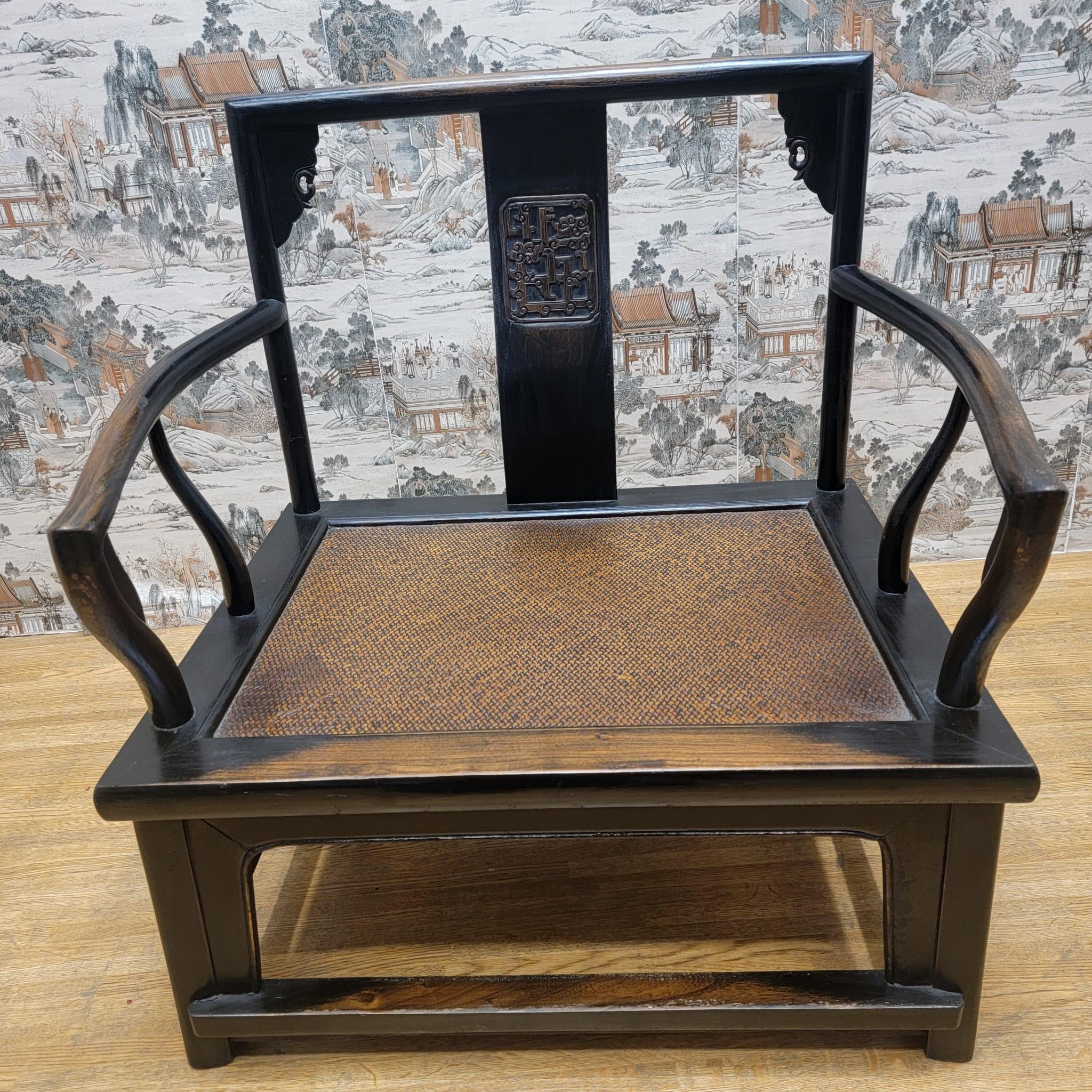 Hand-Crafted Antique Chinese Elmwood Child Chair - Pair For Sale