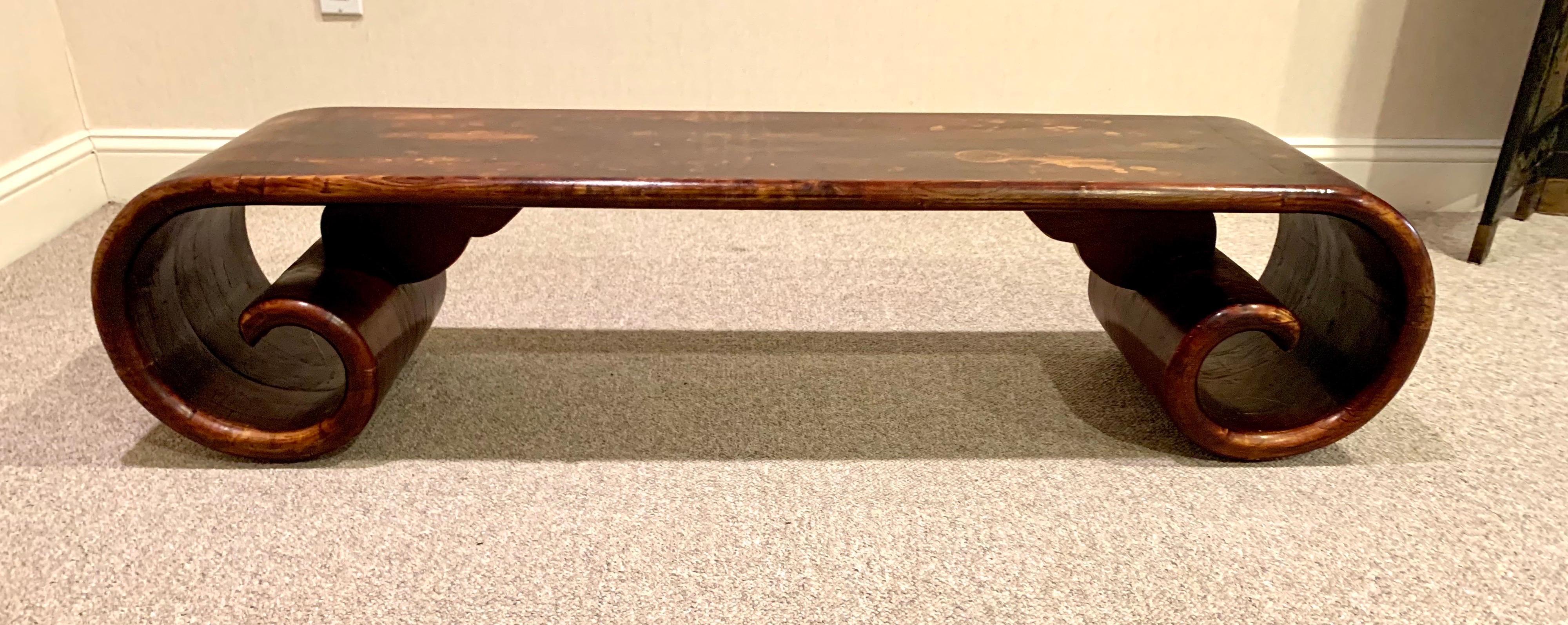Chinese Export Antique Chinese Elmwood Scholars Table Bench