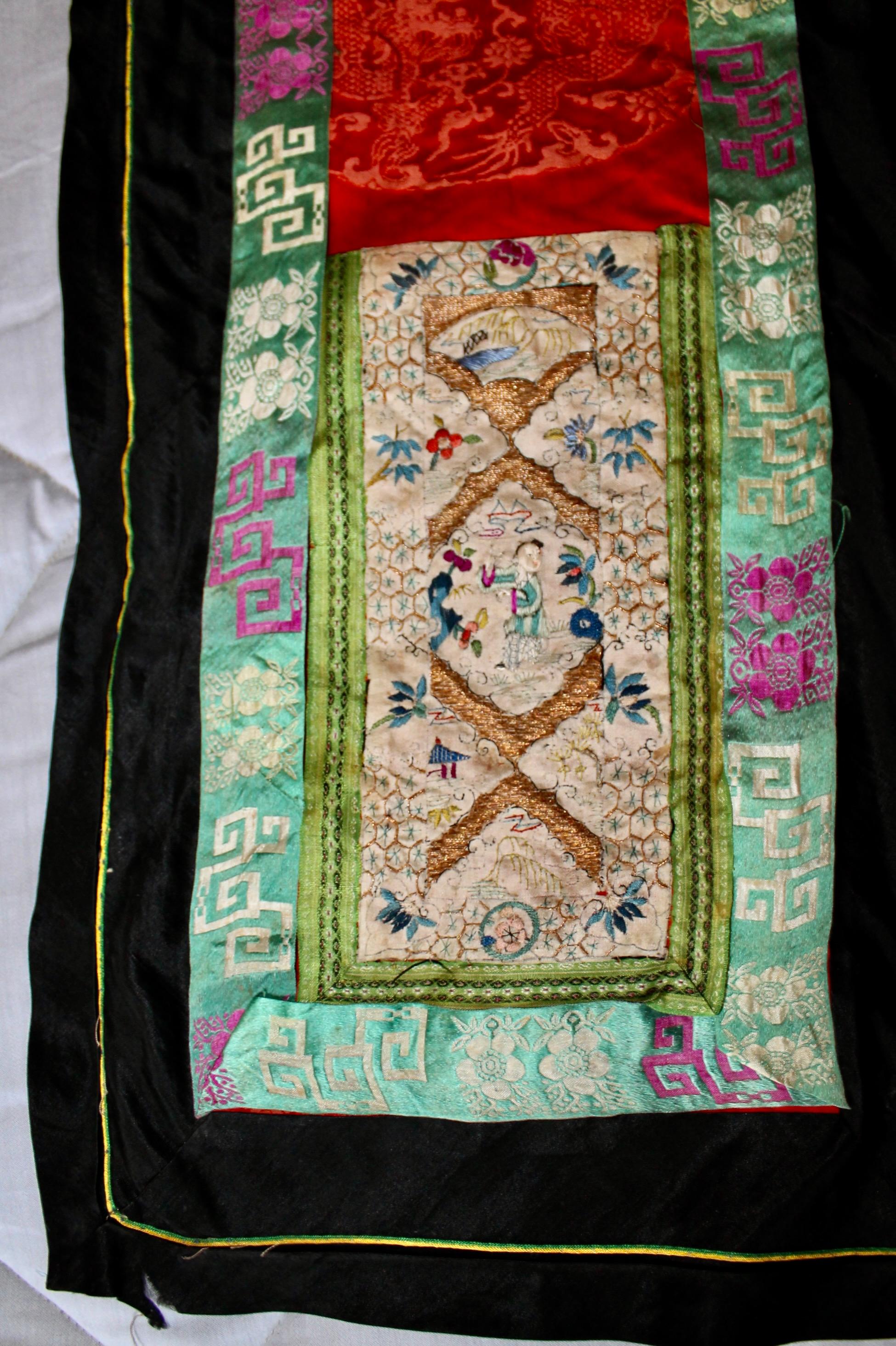 Antique Chinese Embroidered Silk Skirt For Sale 3
