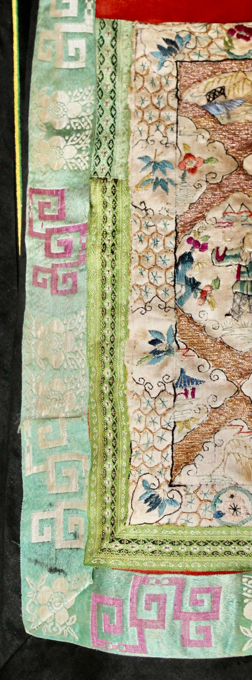 Antique Chinese Embroidered Silk Wedding Skirt For Sale 1