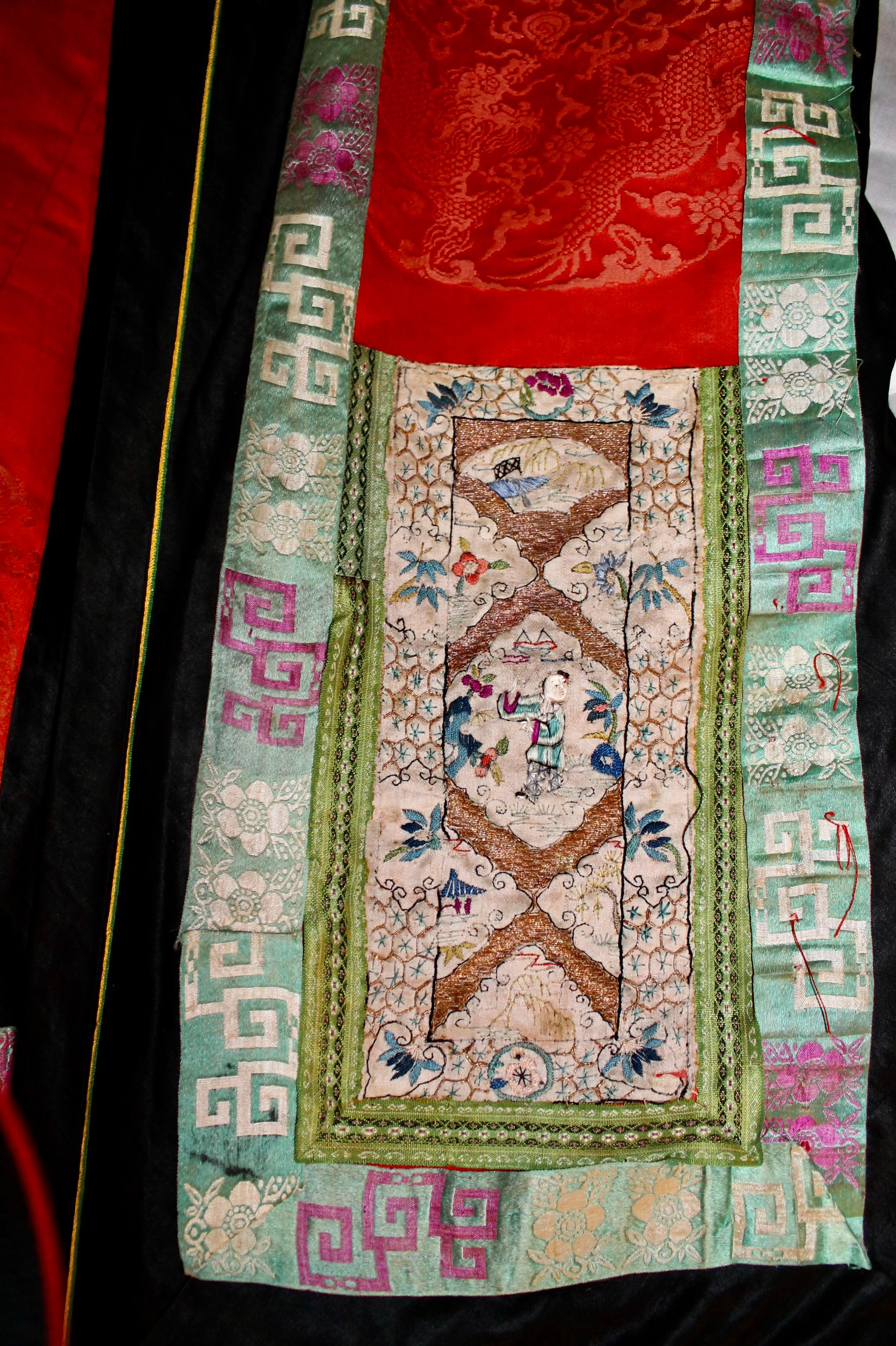 Antique Chinese Embroidered Silk Wedding Skirt For Sale 2