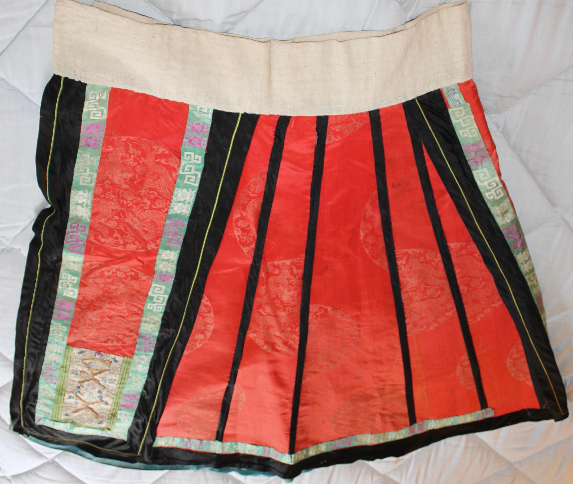 Antique Chinese Embroidered Silk Wedding Skirt For Sale 4