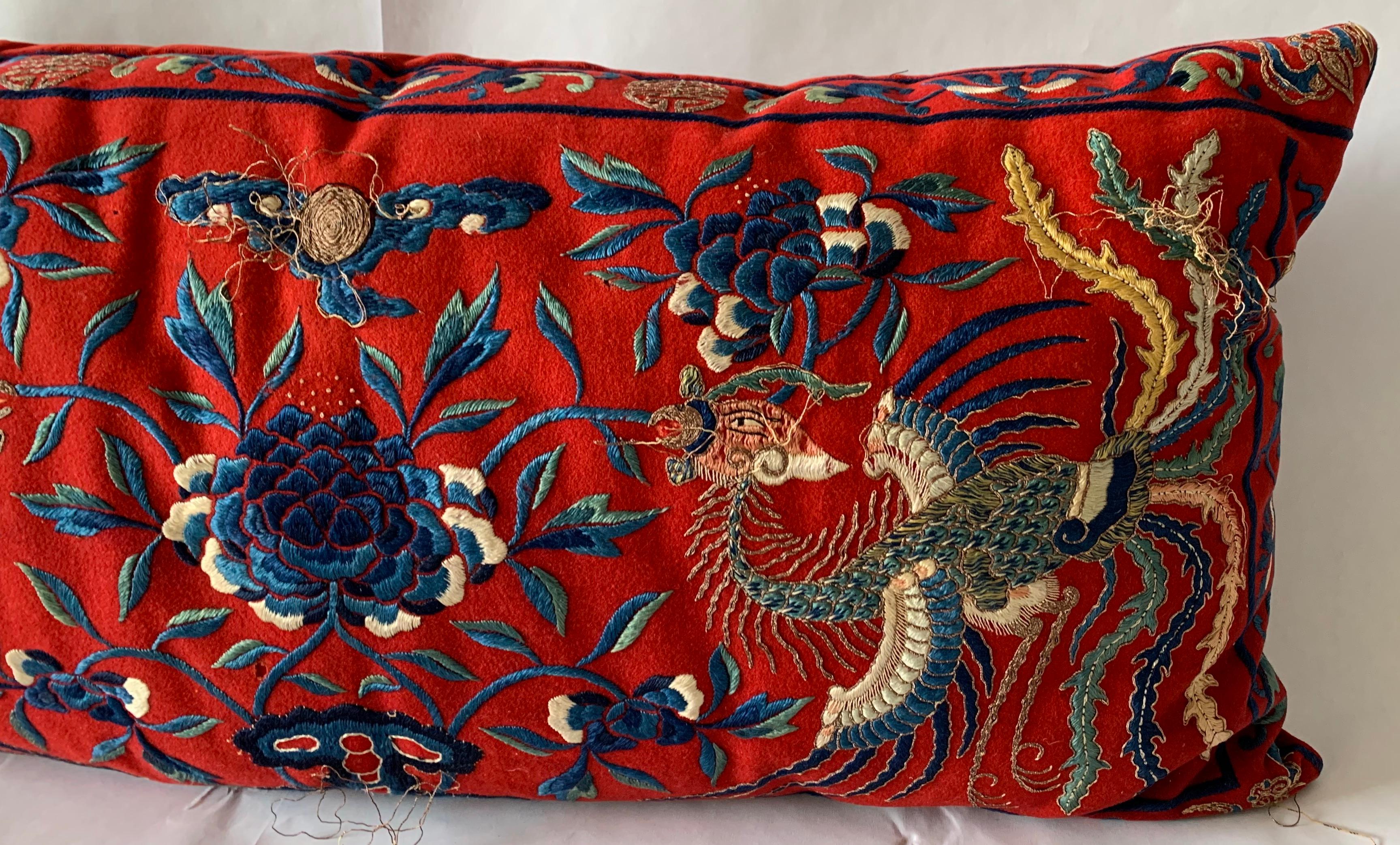 Chinese Export Antique Chinese Embroidered Textile Custom Pillow