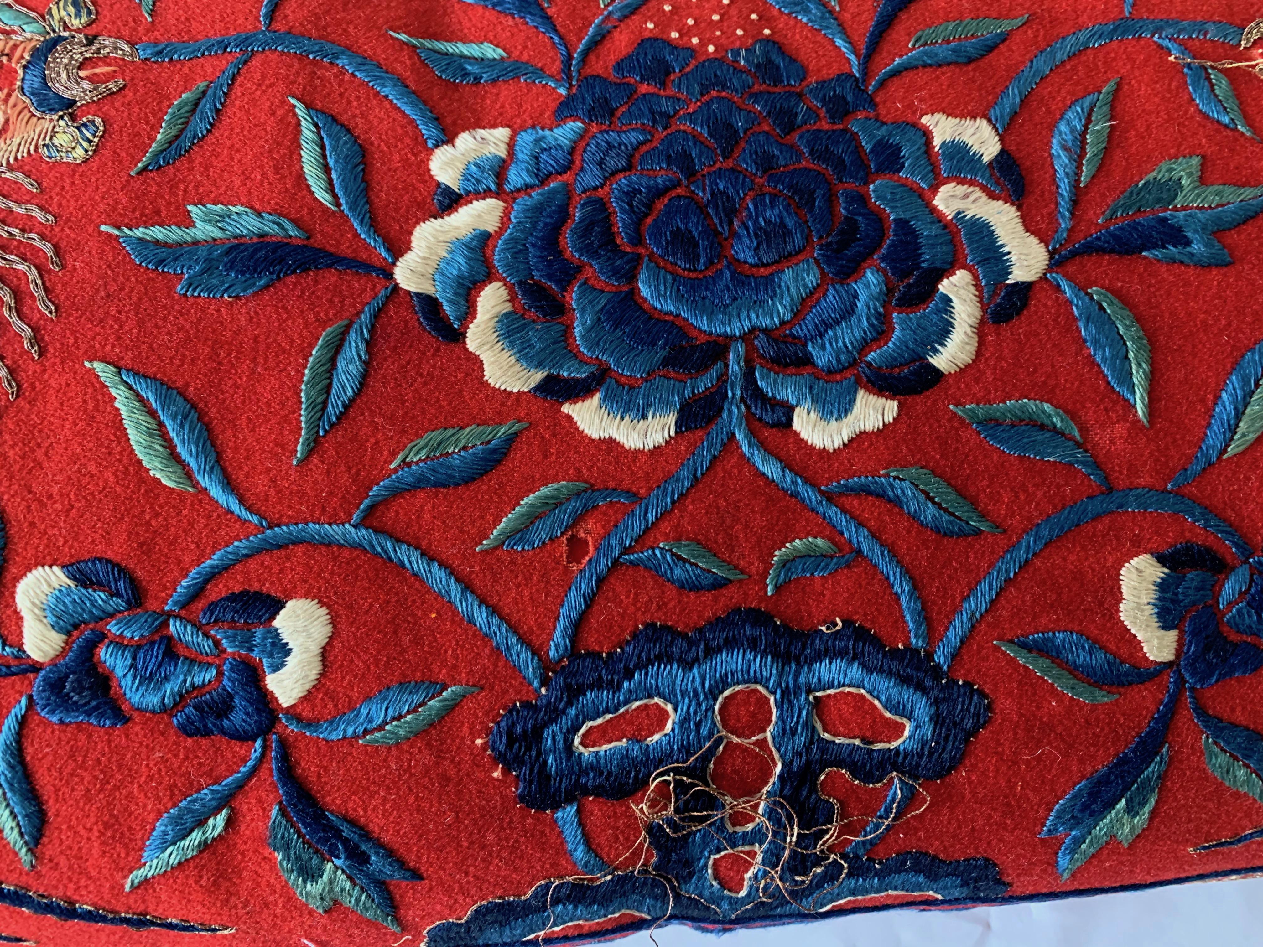 Antique Chinese Embroidered Textile Custom Pillow 3
