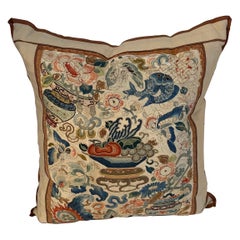 Antique Chinese Embroidered Textile Custom Pillow