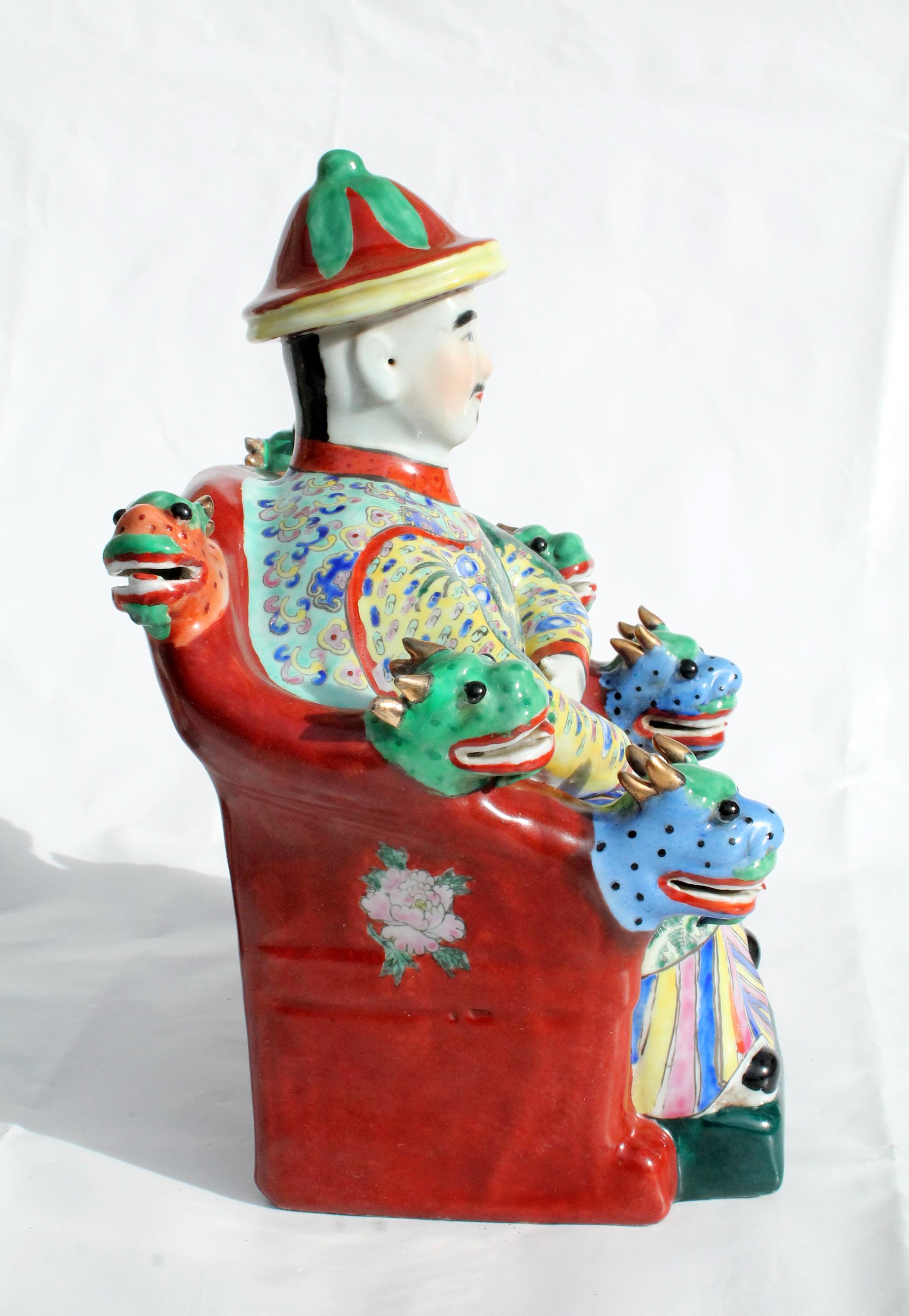 Antique Chinese Emperor & Empress Statues / Fujian Huiguan Seal Mark 'Ca. 1940' 2