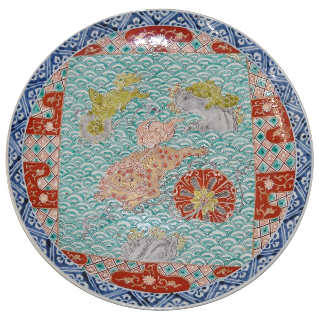 Antike chinesische emaillierte Keramikplatte, 19. Jahrhundert
