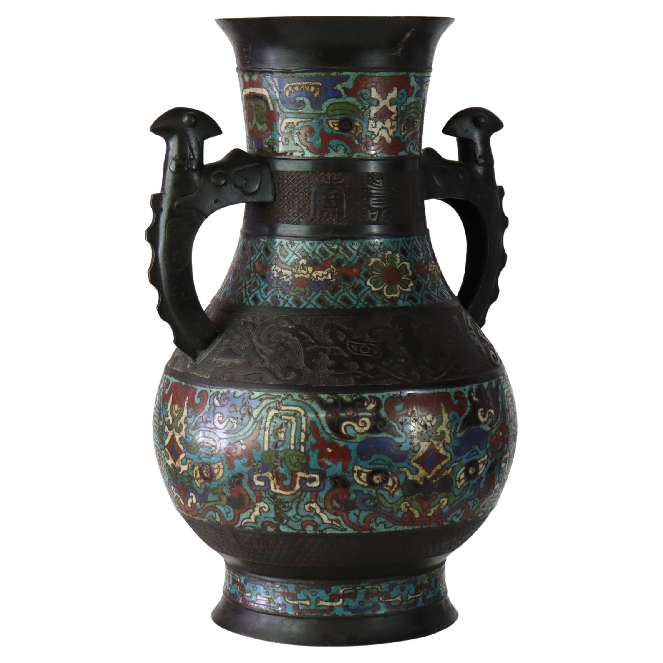 Antico vaso da terra cinese smaltato C1890