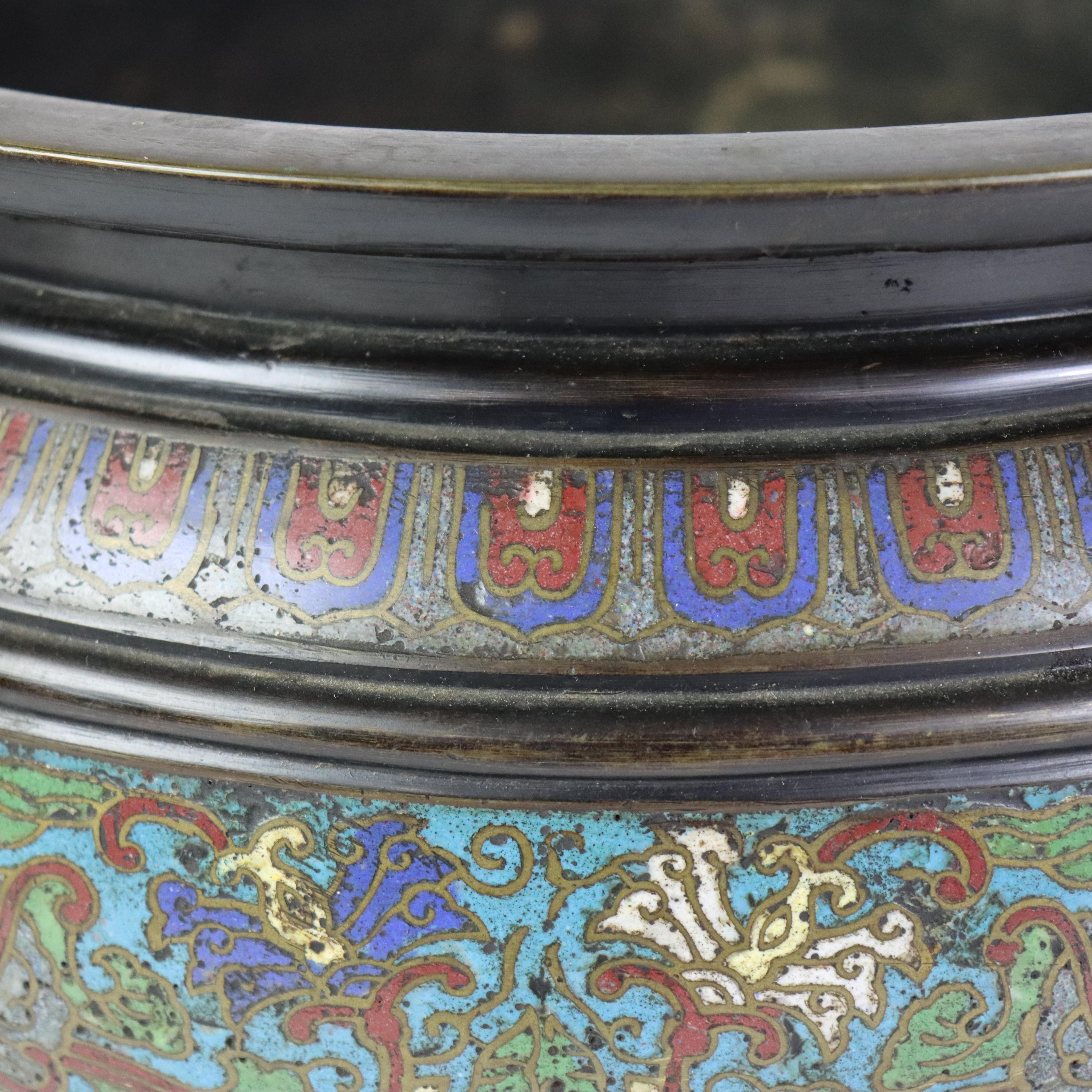 Antico vaso da terra cinese smaltato con coperchio rimovibile c1930 in vendita 3