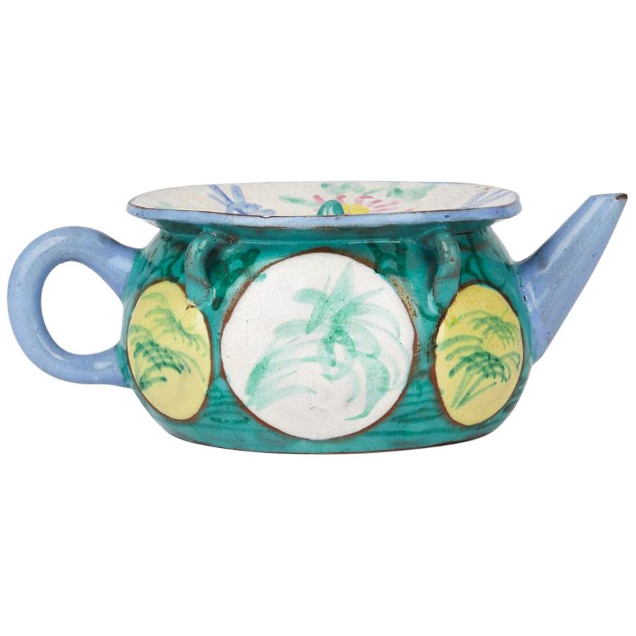 Antique Chinese Enameled Yixing Teapot, 19th Century