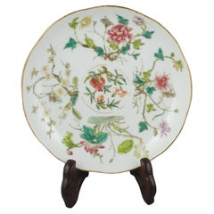 Antique Chinese Porcelain Famille Rose Fencai Saucer Dish 5 Flowers Daoguang 19c