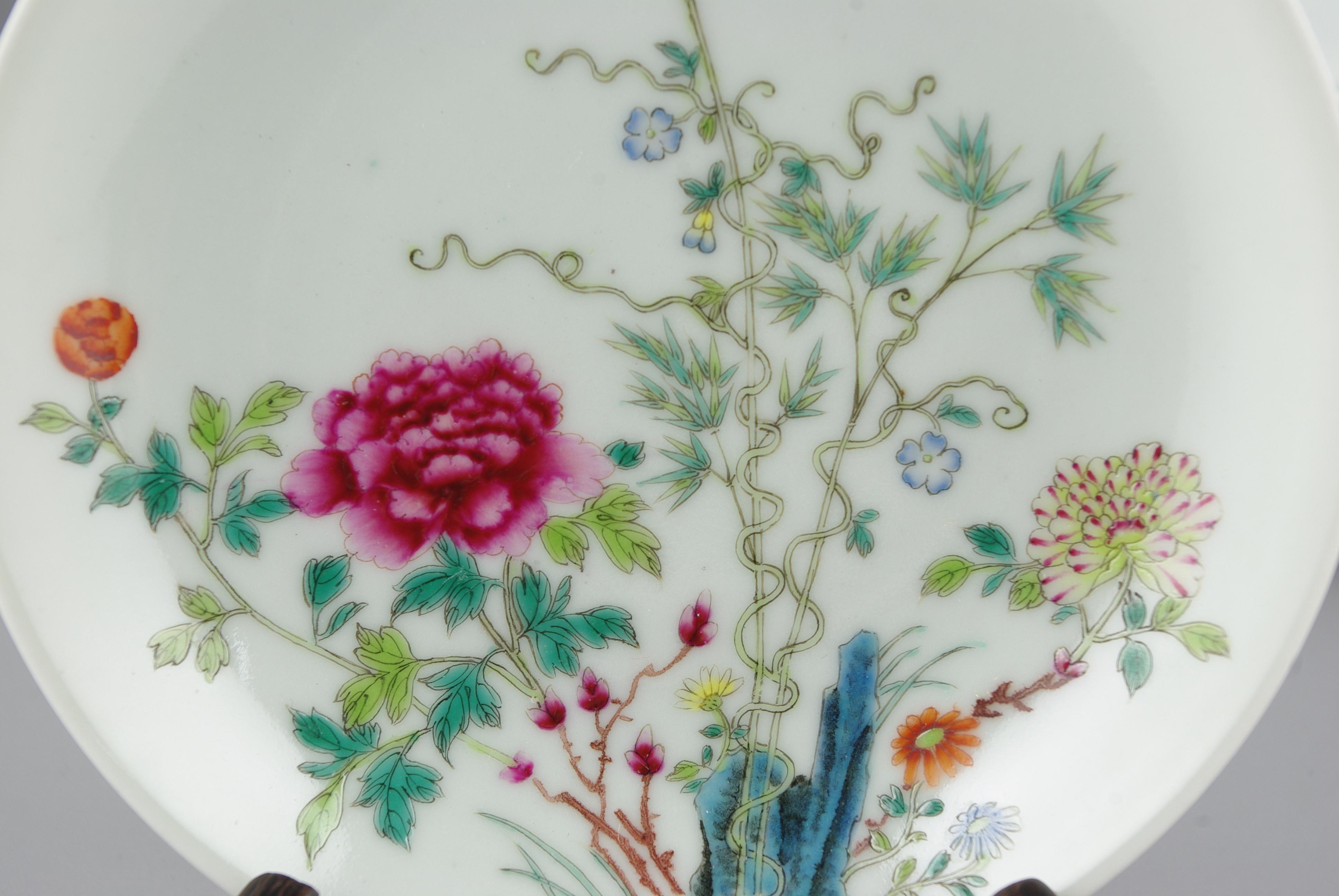 Antique Chinese Famille Rose Fencai Porcelain Saucer Dish Qing Guangxu Late 19c 1