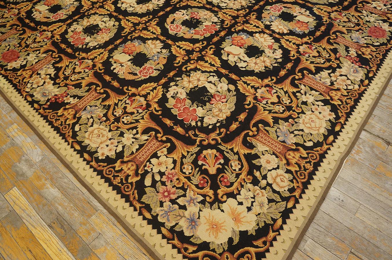 Antique Chinese European Style Needlepoint 8' 8'' x 12' 2''  In Good Condition For Sale In New York, NY