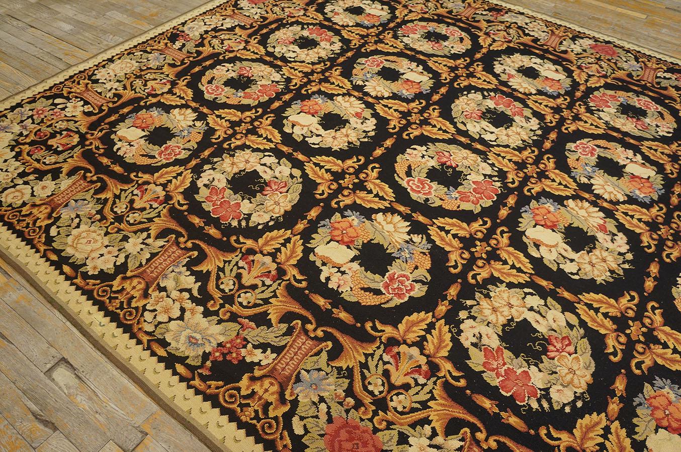 Late 20th Century Antique Chinese European Style Needlepoint 8' 8'' x 12' 2''  For Sale