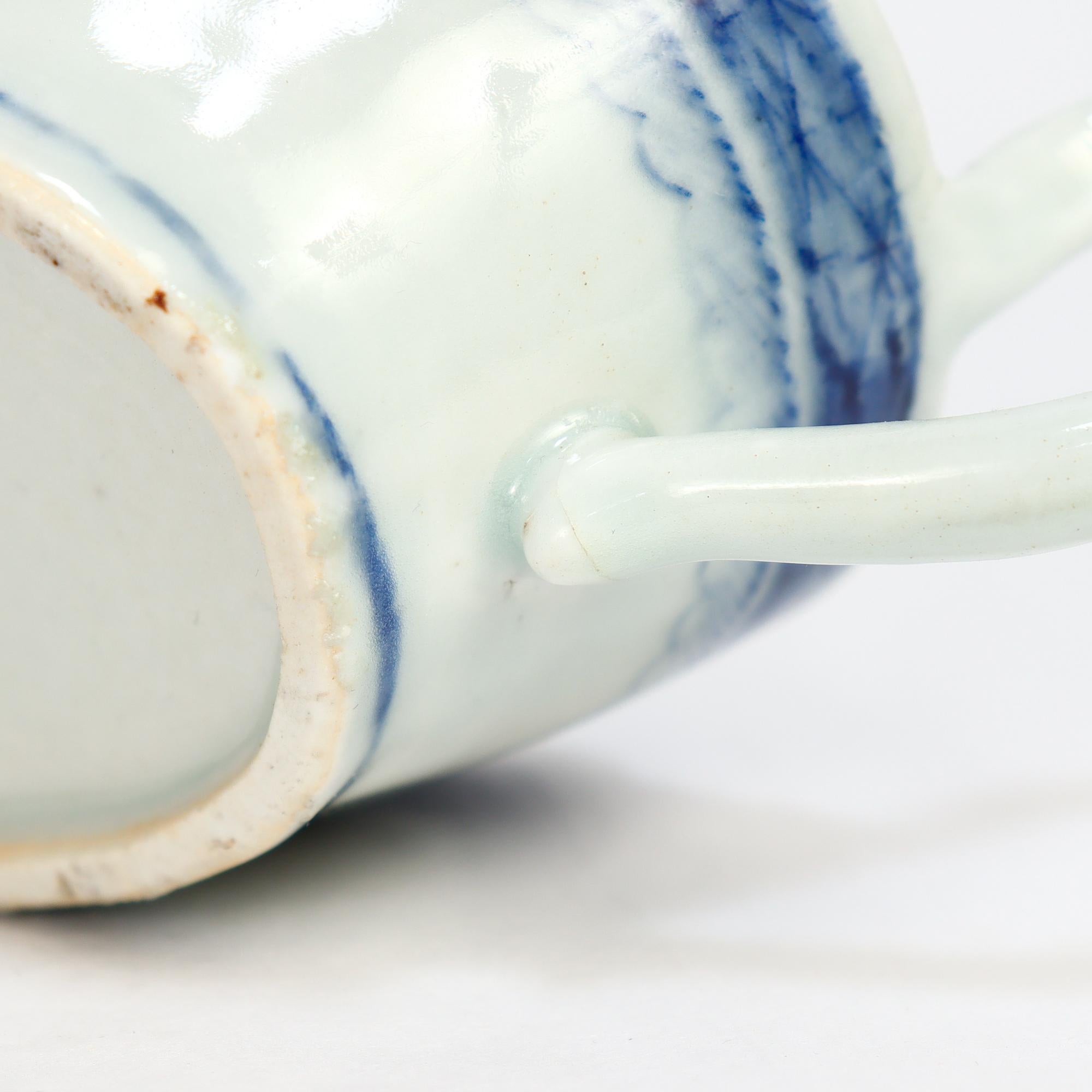 Antique Chinese Export Blue & White Canton Porcelain Gravy or Sauce Boat For Sale 9