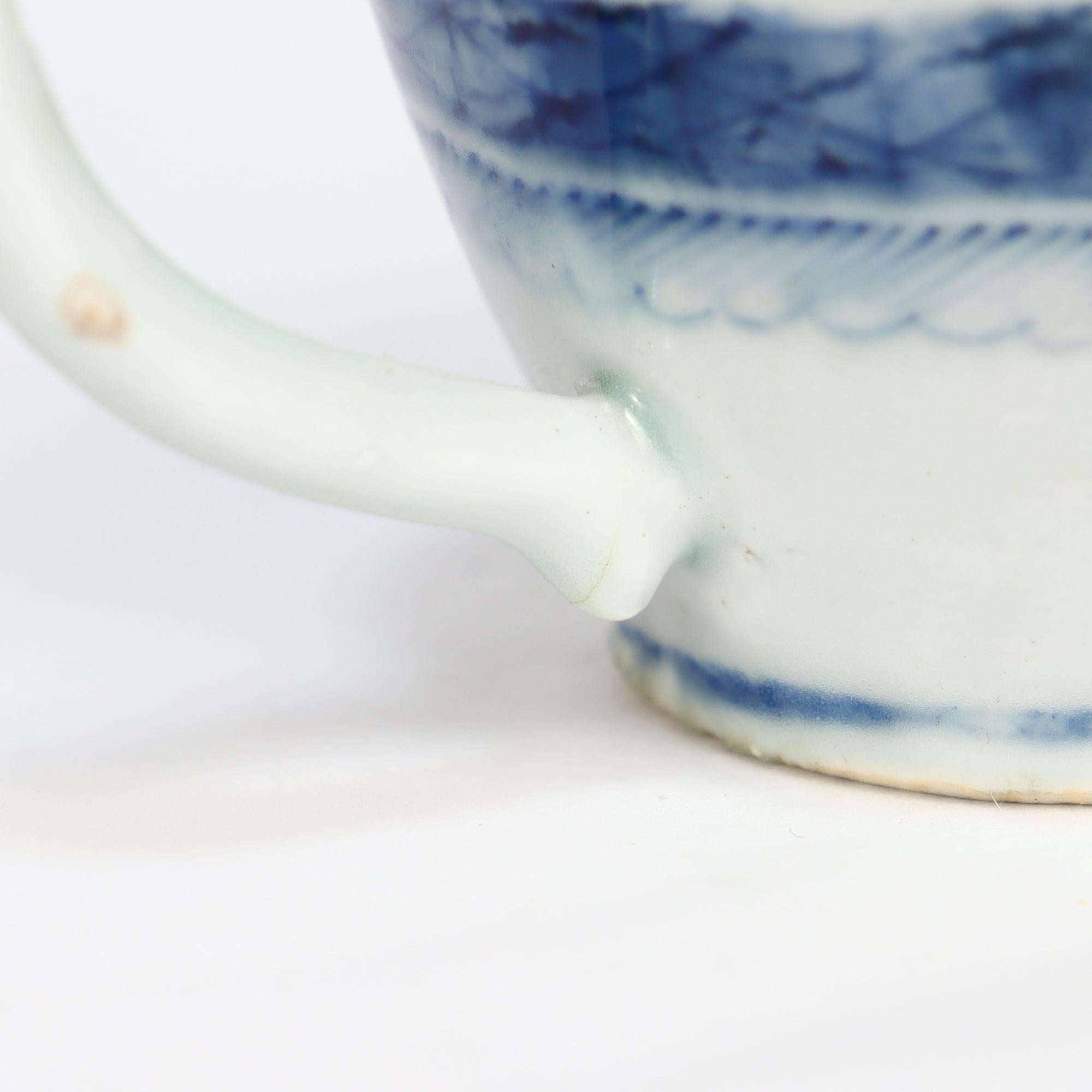 Antique Chinese Export Blue & White Canton Porcelain Gravy or Sauce Boat For Sale 10