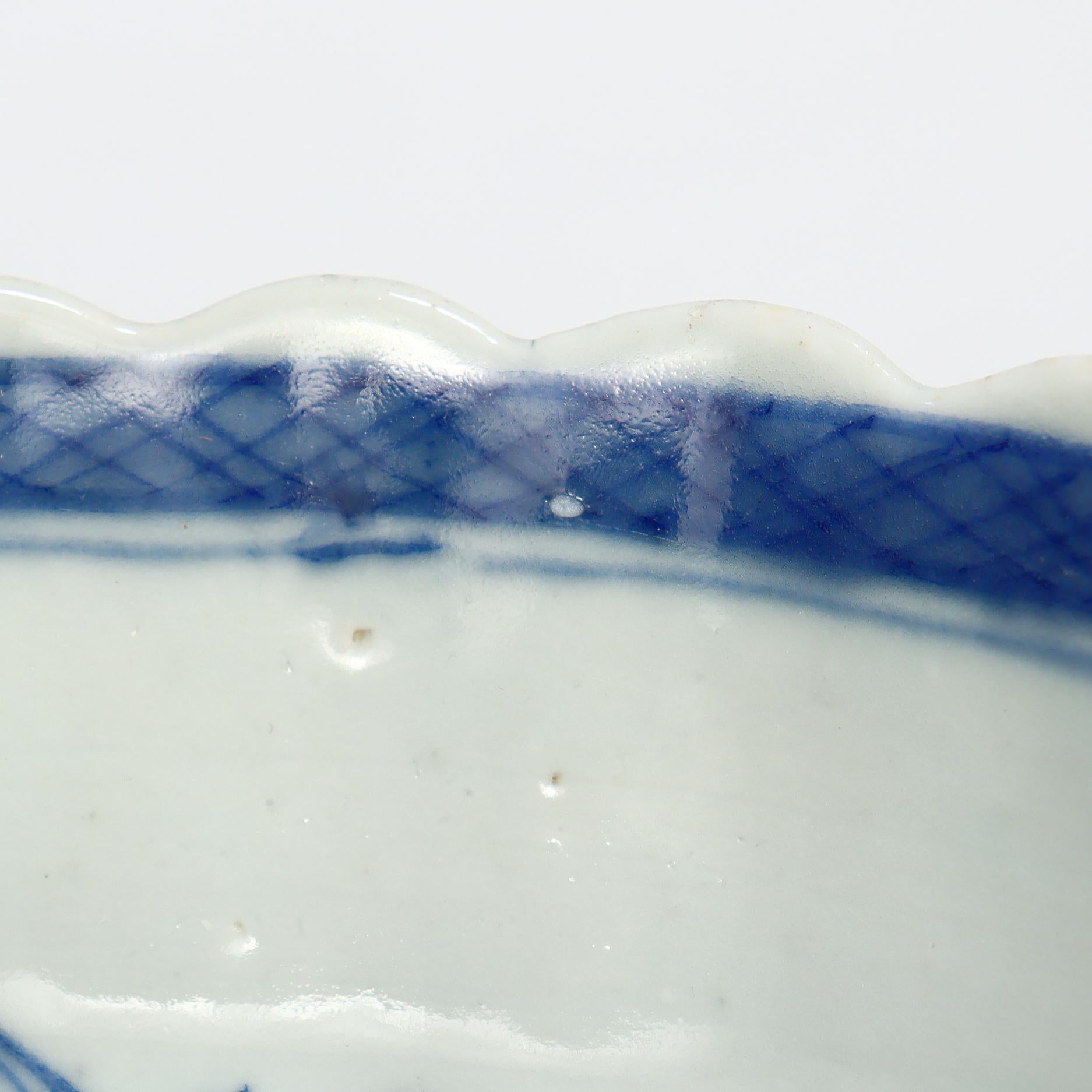 Antique Chinese Export Blue & White Canton Porcelain Gravy or Sauce Boat For Sale 12