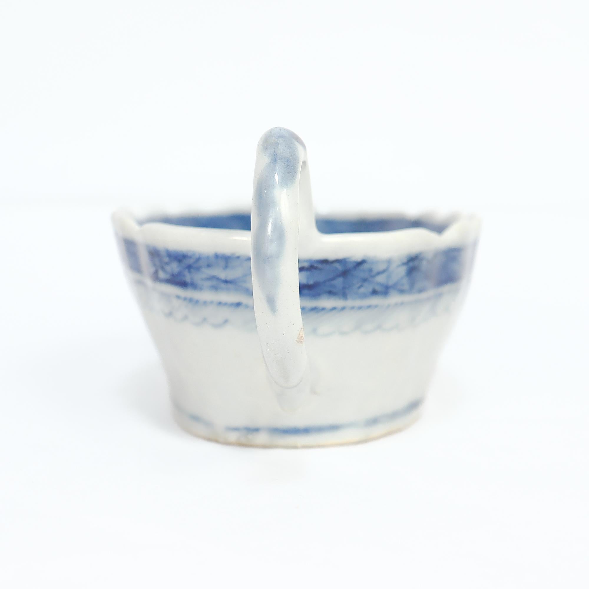 Antique Chinese Export Blue & White Canton Porcelain Gravy or Sauce Boat For Sale 1