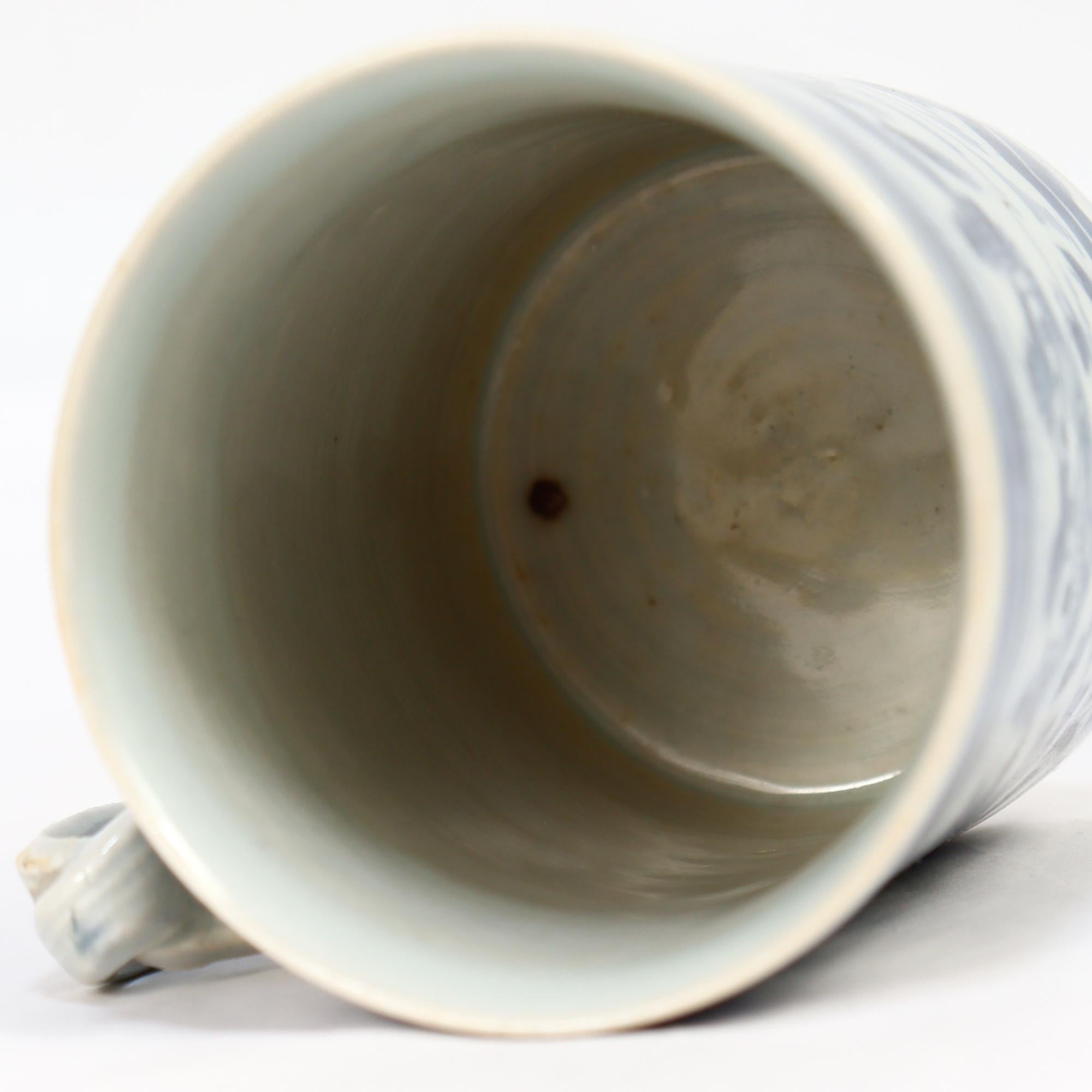 Antike chinesische Export Blau & Weiß Kanton Porzellan Tankard oder Kaffeetasse im Angebot 9