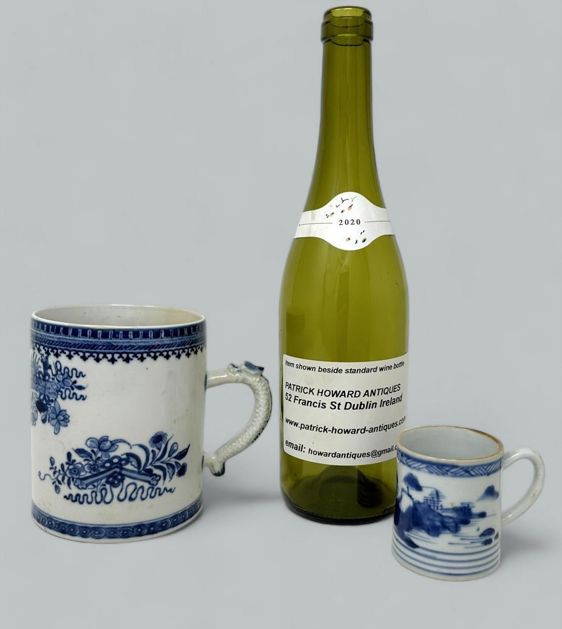 Antique Chinese Export Blue White Qing Dynasty Beer Tankard Childs Mug 18th Cent For Sale 4