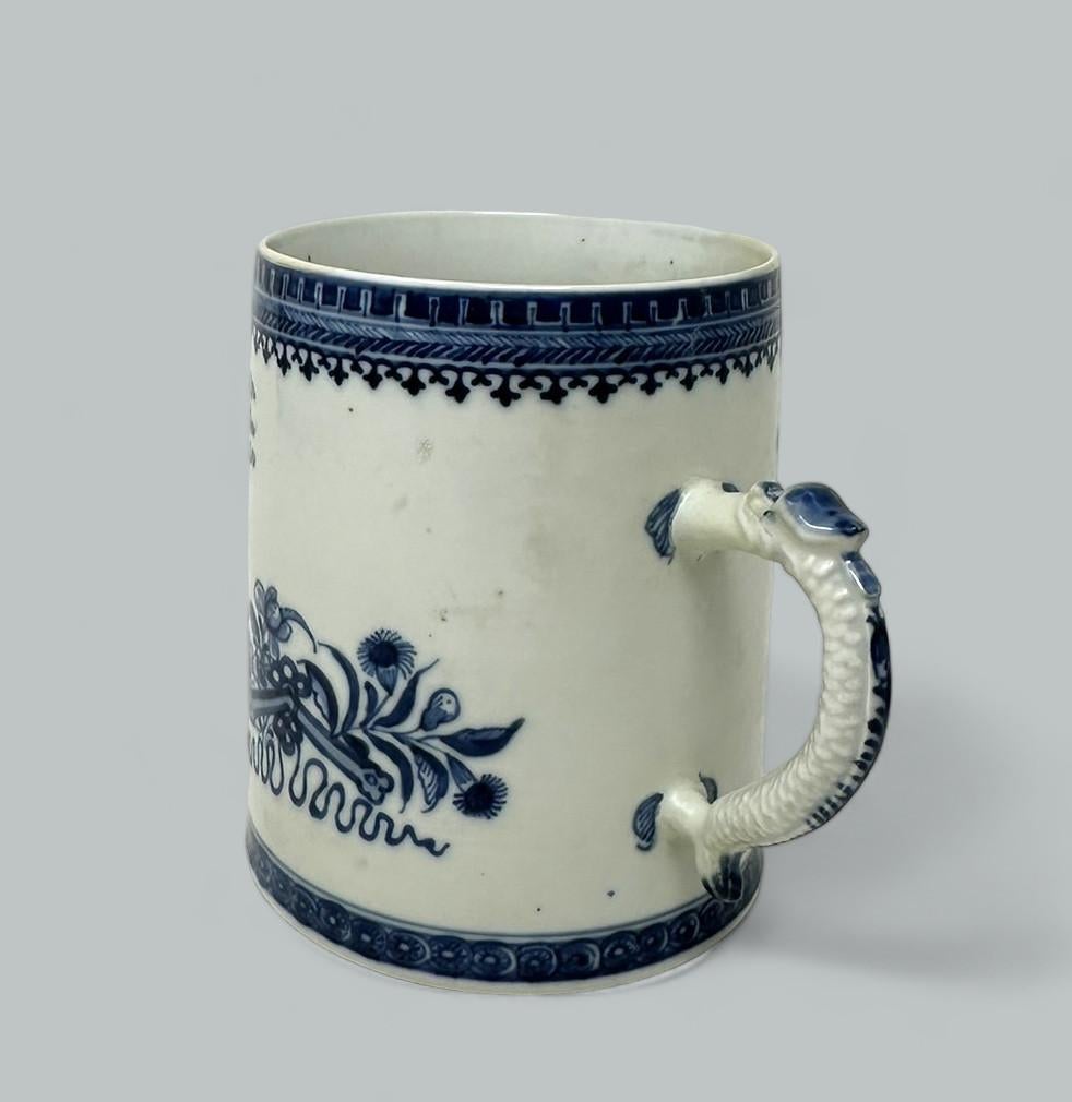 18th Century Antique Chinese Export Blue White Qing Dynasty Beer Tankard Childs Mug 18th Cent For Sale