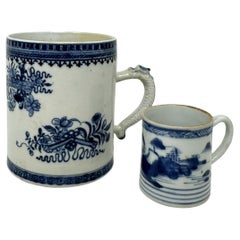 Antique Chinese Export Blue White Qing Dynasty Beer Tankard Childs Mug 18th Cent