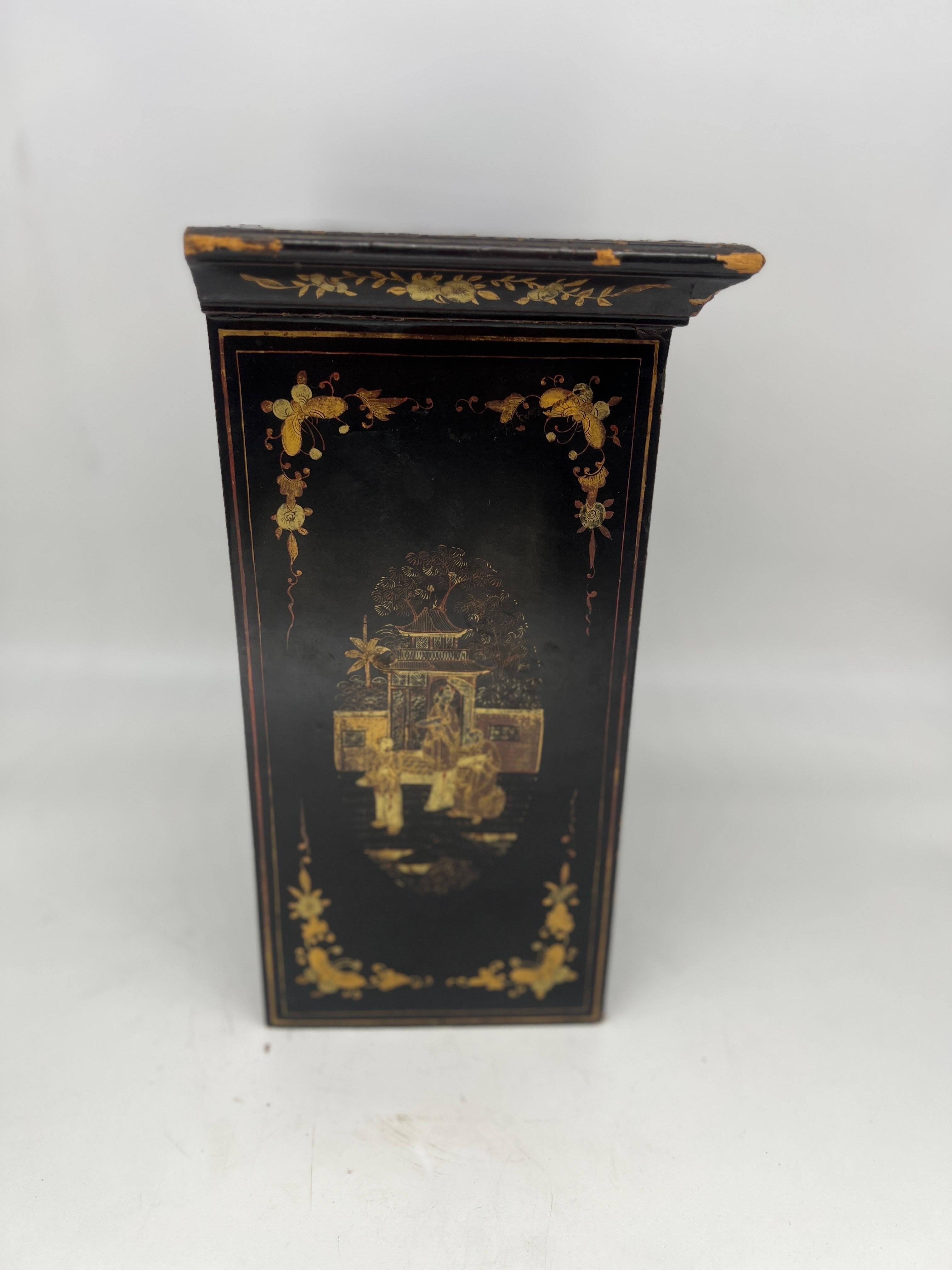 Antique Chinese Export Chinoiserie Decorated Collector or Jewelry Cabinet 4