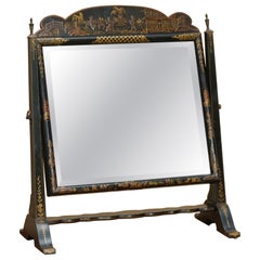 ANTIQUE CHiNESE EXPORT CIR 1920 HAND PAINTED & LACQUERED CHEVAL TABLE MIRROR