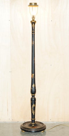 ANTIQUE CHINESE EXPORT CIRCA 1920 ANTiQUE CHINOISERIE BLACK LACQUER FLOOR LAMP