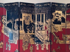 Chinese Export Coromandel Lacquer and Gilt Six Fold Screen