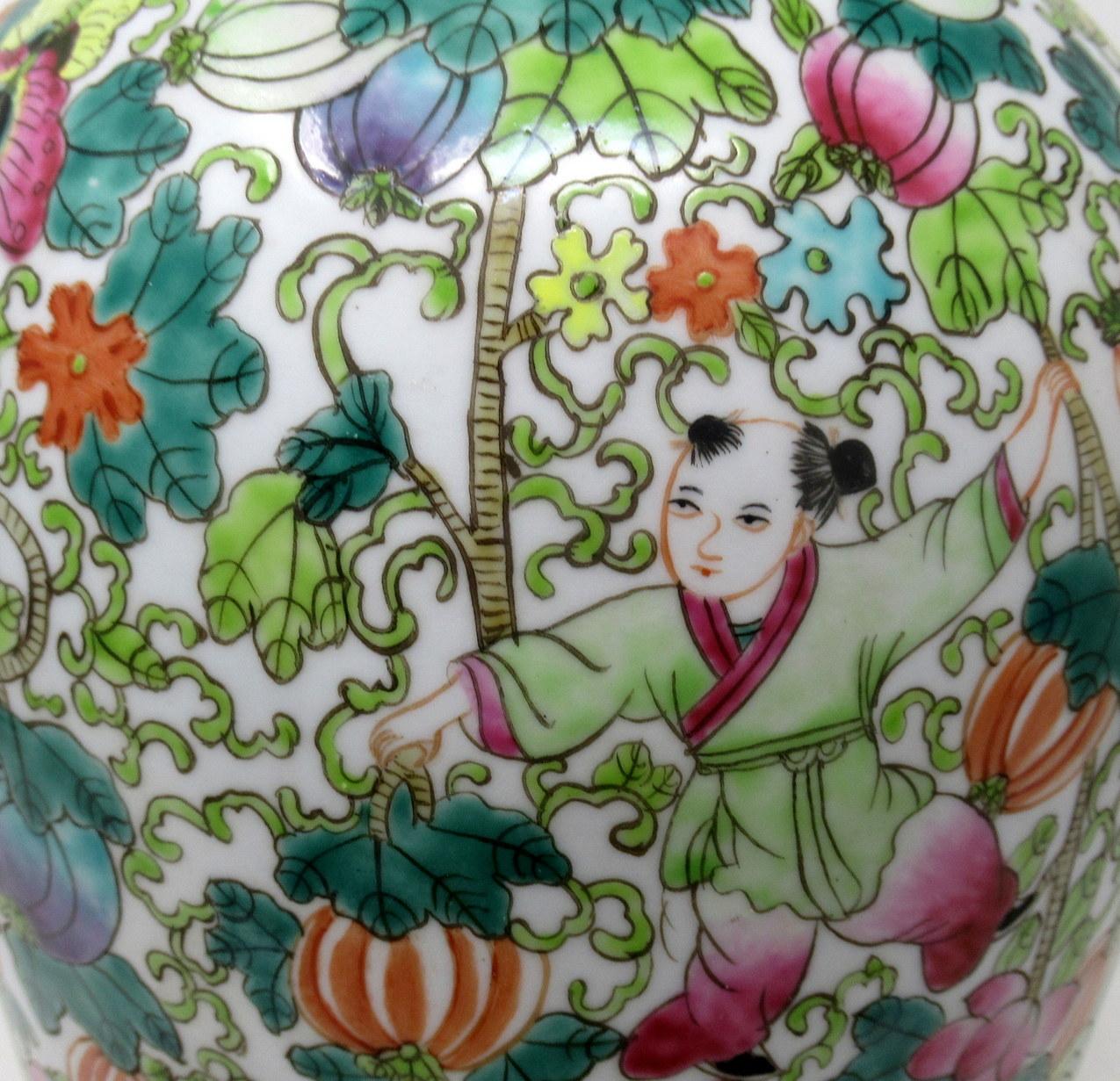 Antique Chinese Export Enameled Porcelain Ginger Jar Centerpiece Republic Period 6