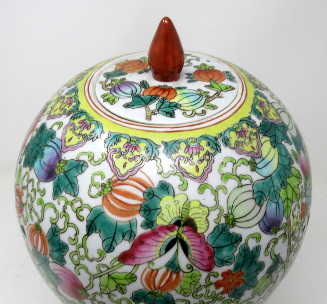 Antique Chinese Export Enameled Porcelain Ginger Jar Centerpiece Republic Period 1