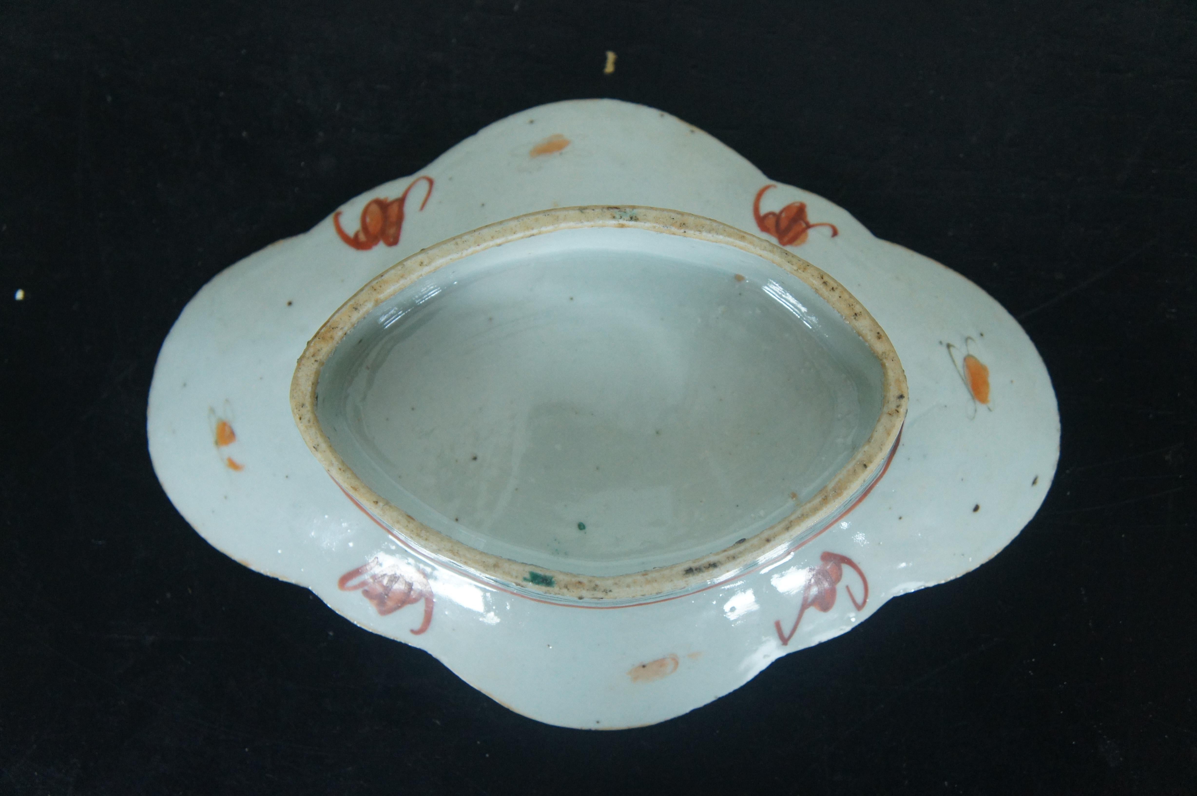 Porcelaine Antiquité chinoise Export Famille Rose Footed Floral Polychrome Chop Suey Bowl Dish en vente