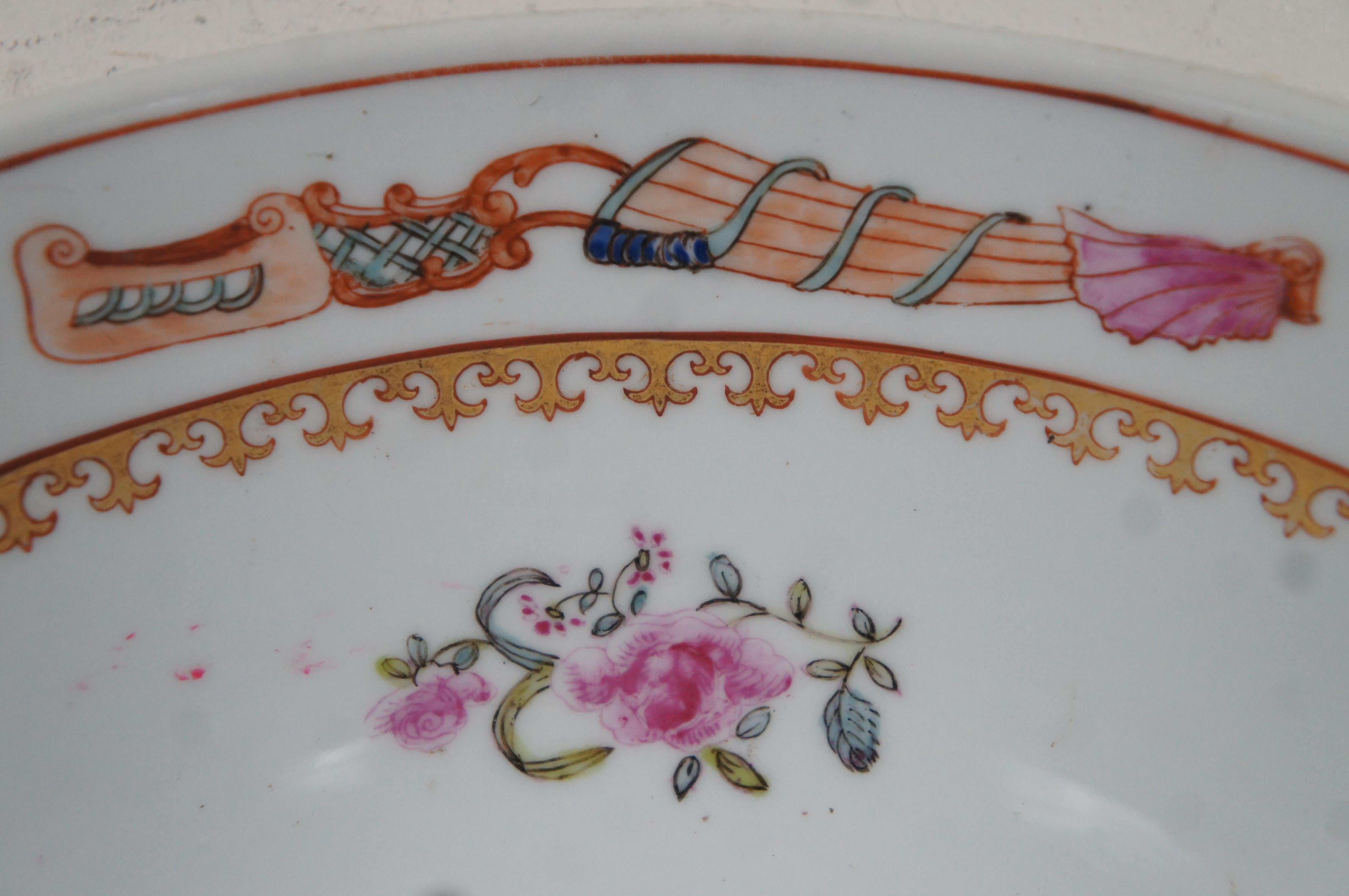 Chinoiserie Antique Chinese Export Famille Rose Qing Guangxu Porcelain Armorial Bowl