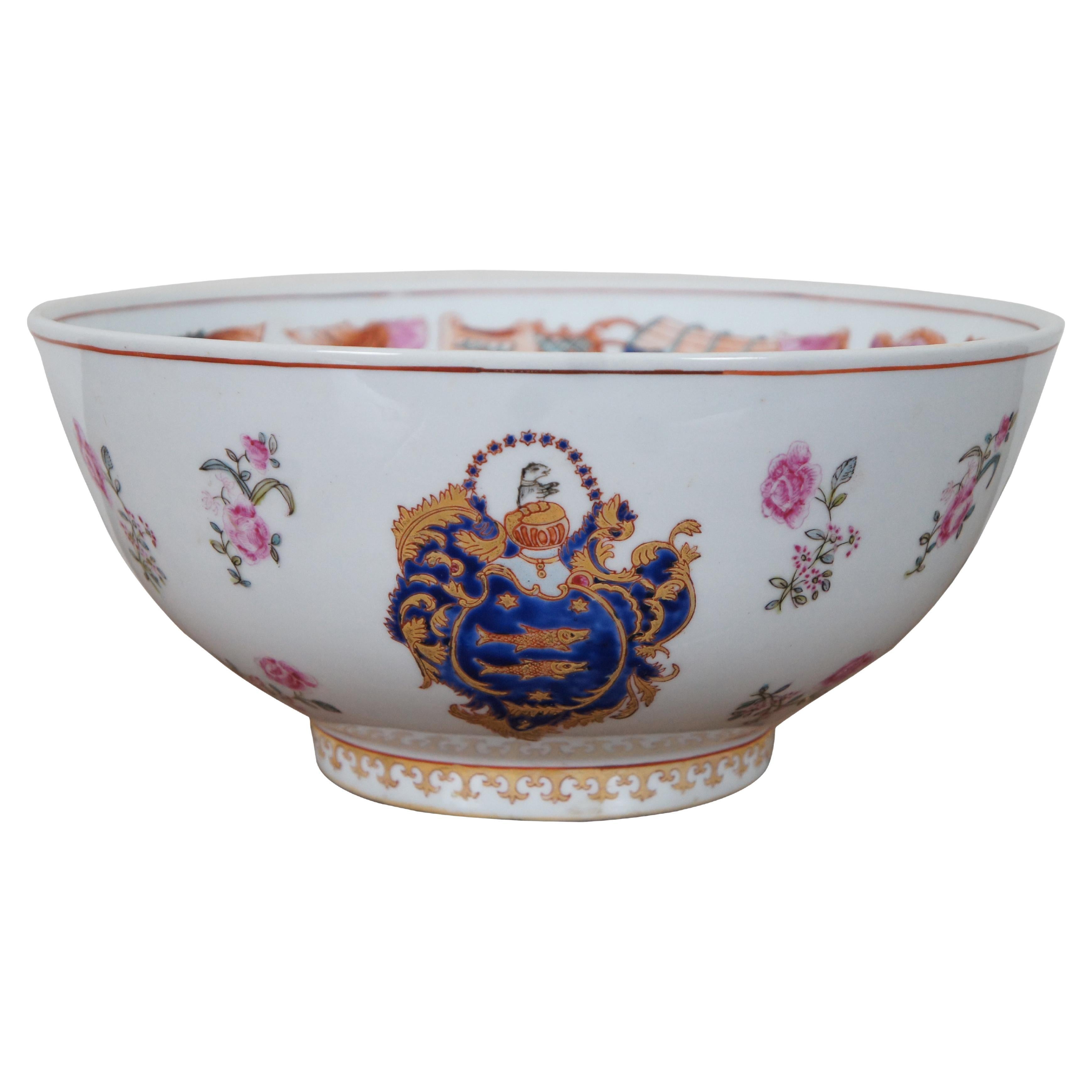 Antique Chinese Export Famille Rose Qing Guangxu Porcelain Armorial Bowl