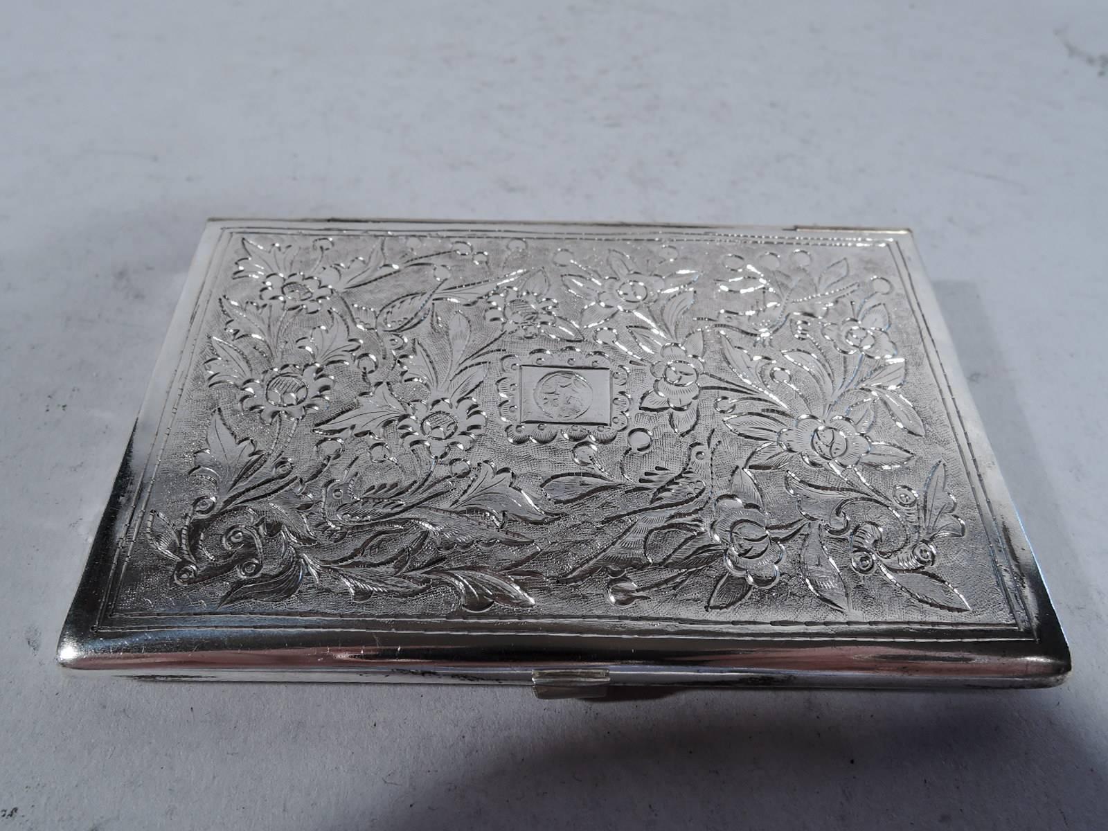 Antique Chinese Export Filigree Silver Card Case with Birds and Flowers In Excellent Condition In New York, NY