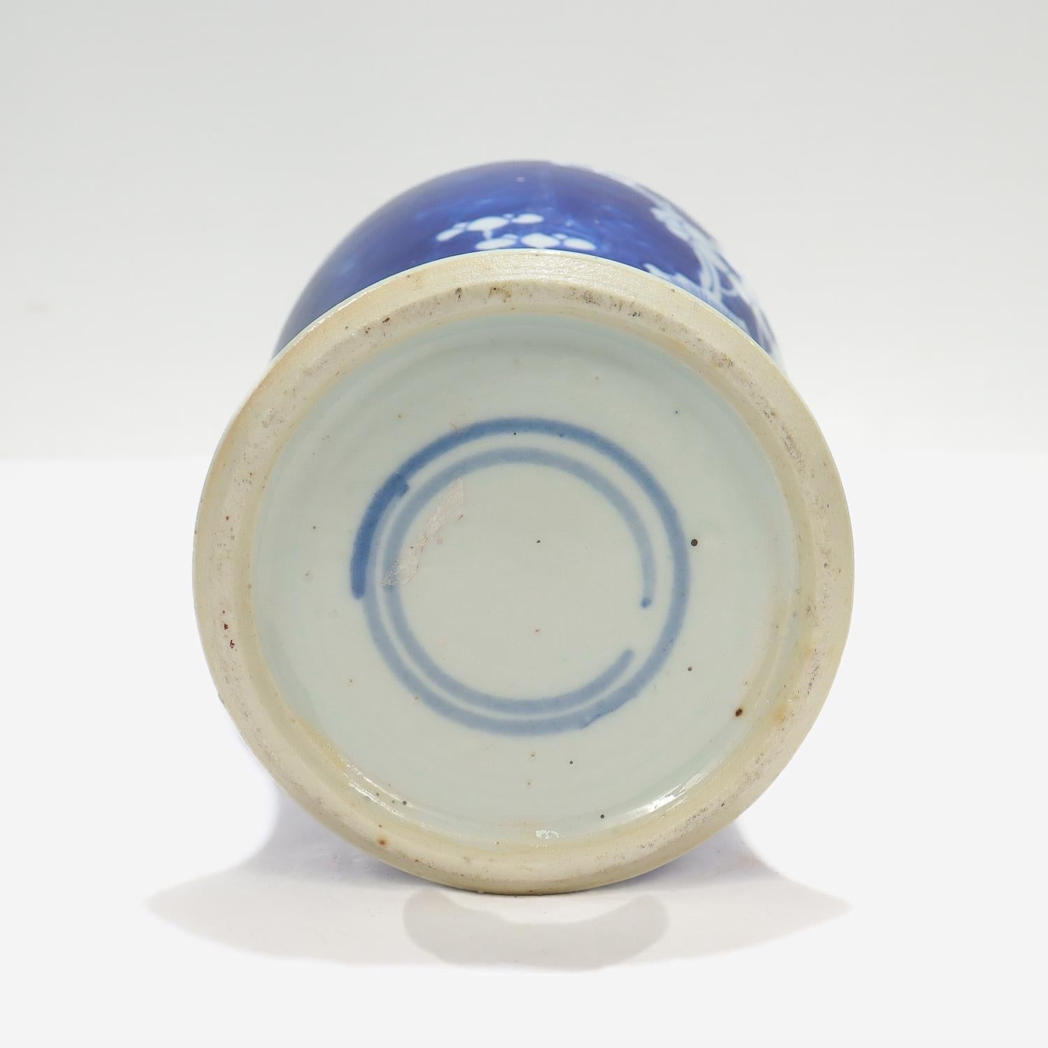Antique Chinese Export Garniture or Plum Vase in the Hawthorne Prunus Pattern For Sale 2