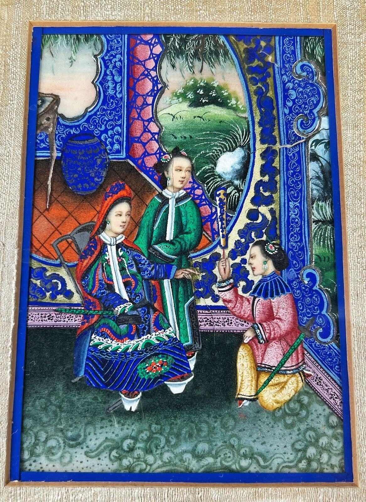 Peintures à la gouache anciennes d'exportation chinoise sur papiers de riz et deith, XIXe siècle Bon état - En vente à Norton, MA