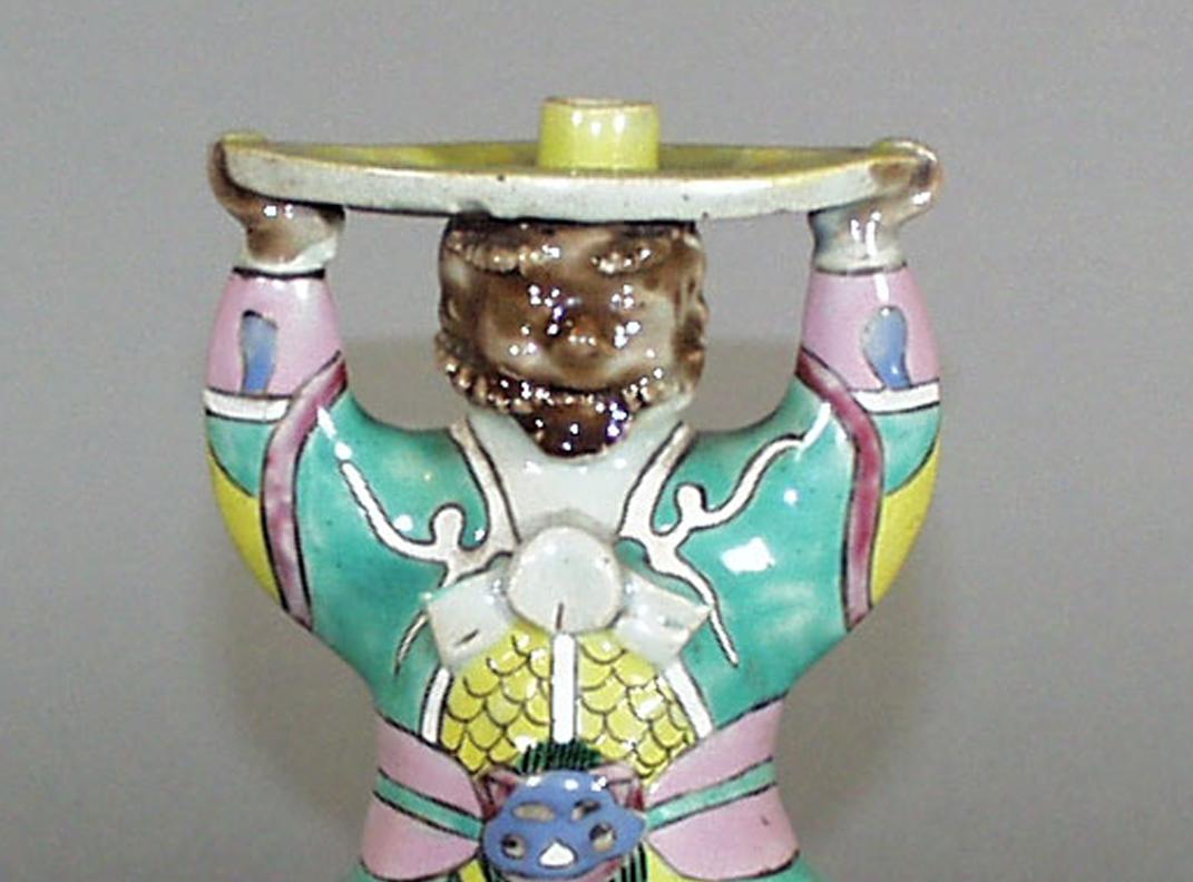 Antique Chinese Export Incense Holder in Form of a Mythical Male Figure In Good Condition In Downingtown, PA