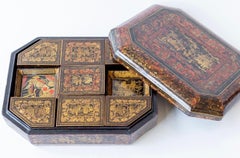 Antique Chinese Export Lacquer Game Box