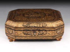 Chinese Export Qing Dynasty Antique Lacquer Games Box, 19th Century