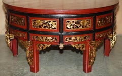 ANTIQUE CHINESE EXPORT ORNATE CARVED CHiNOISERIE GOLD LEAF COFFEE COCKTAIL TABLE