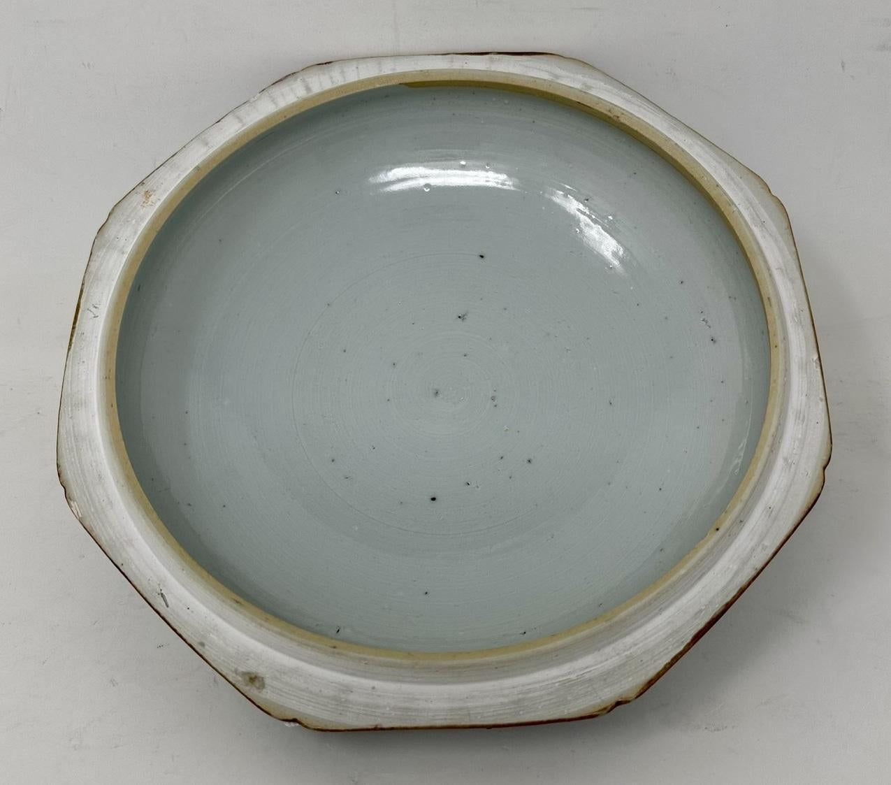 Antique Chinese Export Porcelain Blue White Chien Lung Soup Tureen Centerpiece For Sale 5