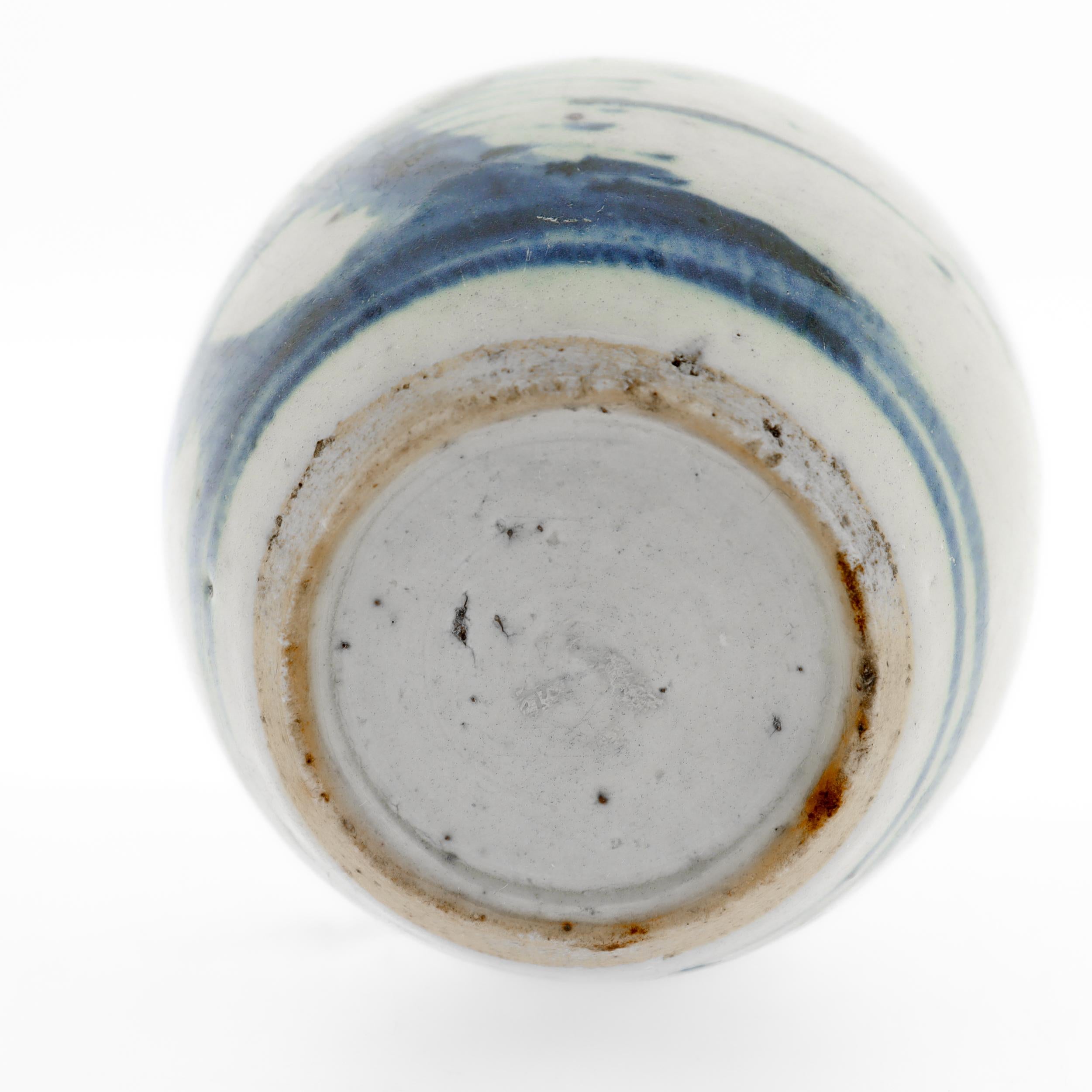 Antique Chinese Export Porcelain Blue & White Miniature Cabinet Sized Ginger Jar For Sale 5