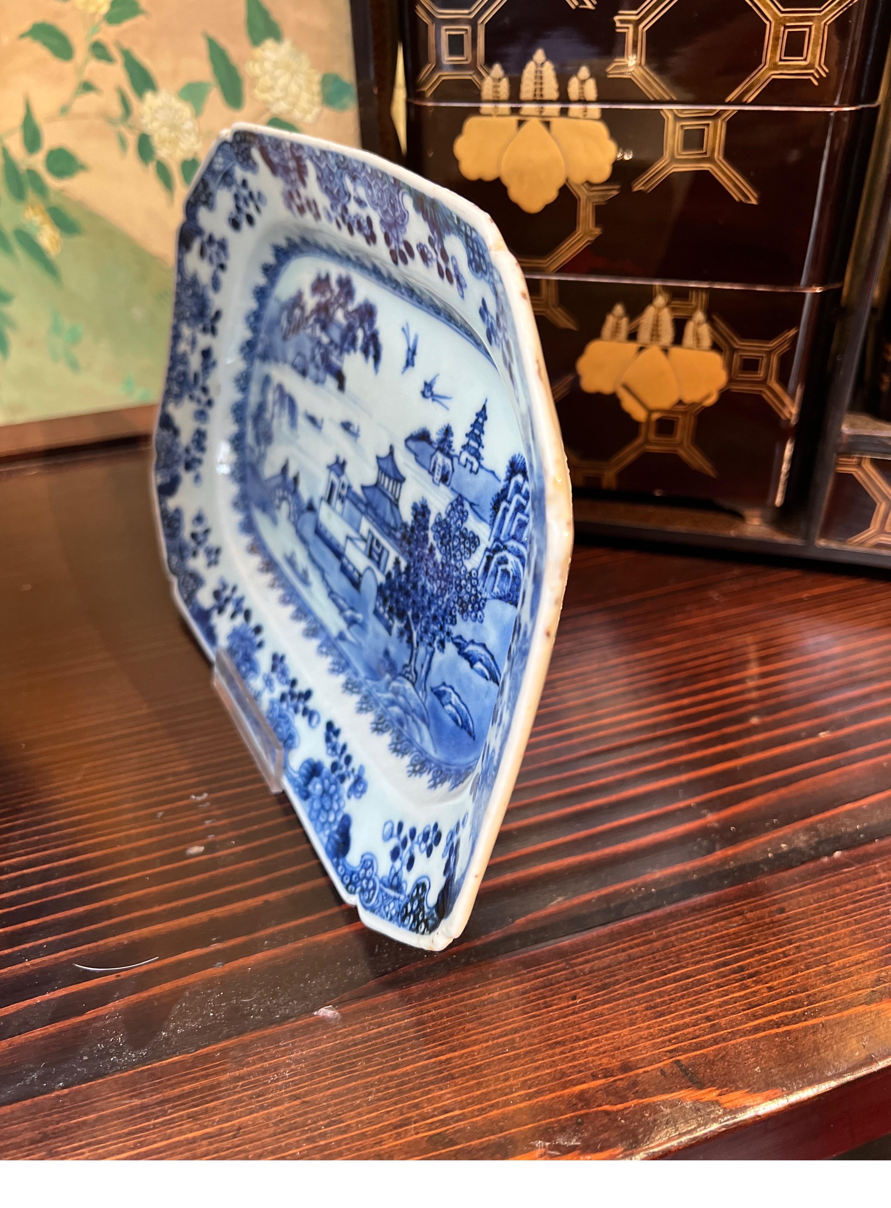 Antique Chinese Export Porcelain Blue White Platter  Qianlong Period 1760-70 7