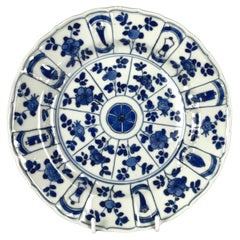 Antike chinesische Export-Porzellanschale, blau und weiß, handbemalt Kangxi 1700
