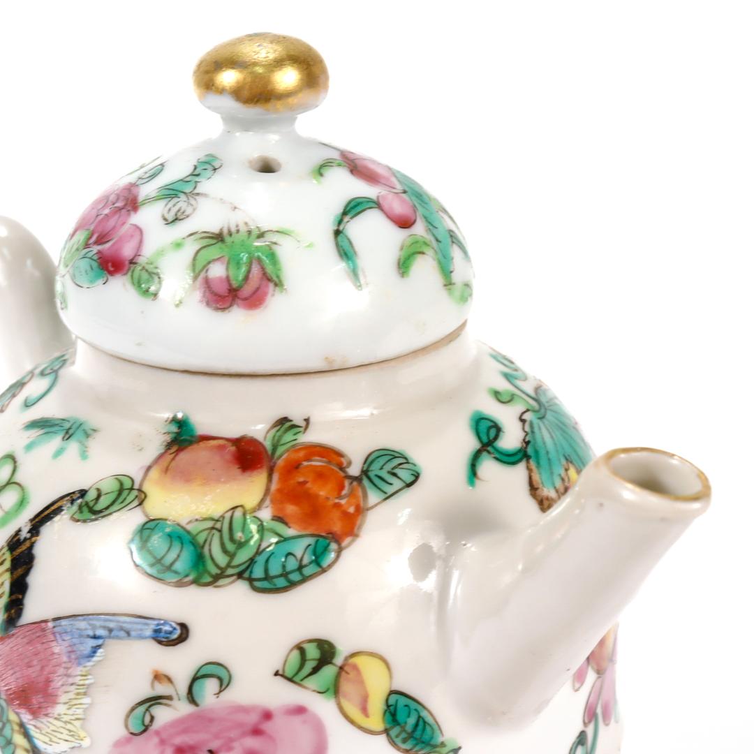 Antique Chinese Export Porcelain Famille Rose Birds/Butterflies Miniature Teapot 7