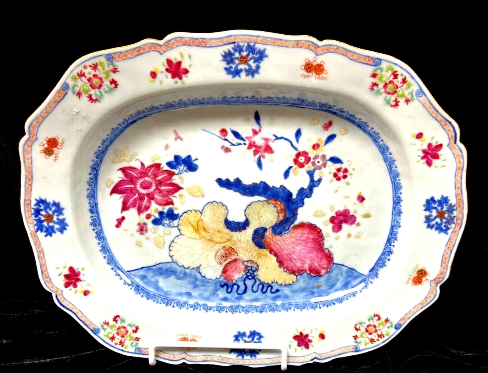 Antique Chinese Export Porcelain Famille Rose Platter For Sale 2