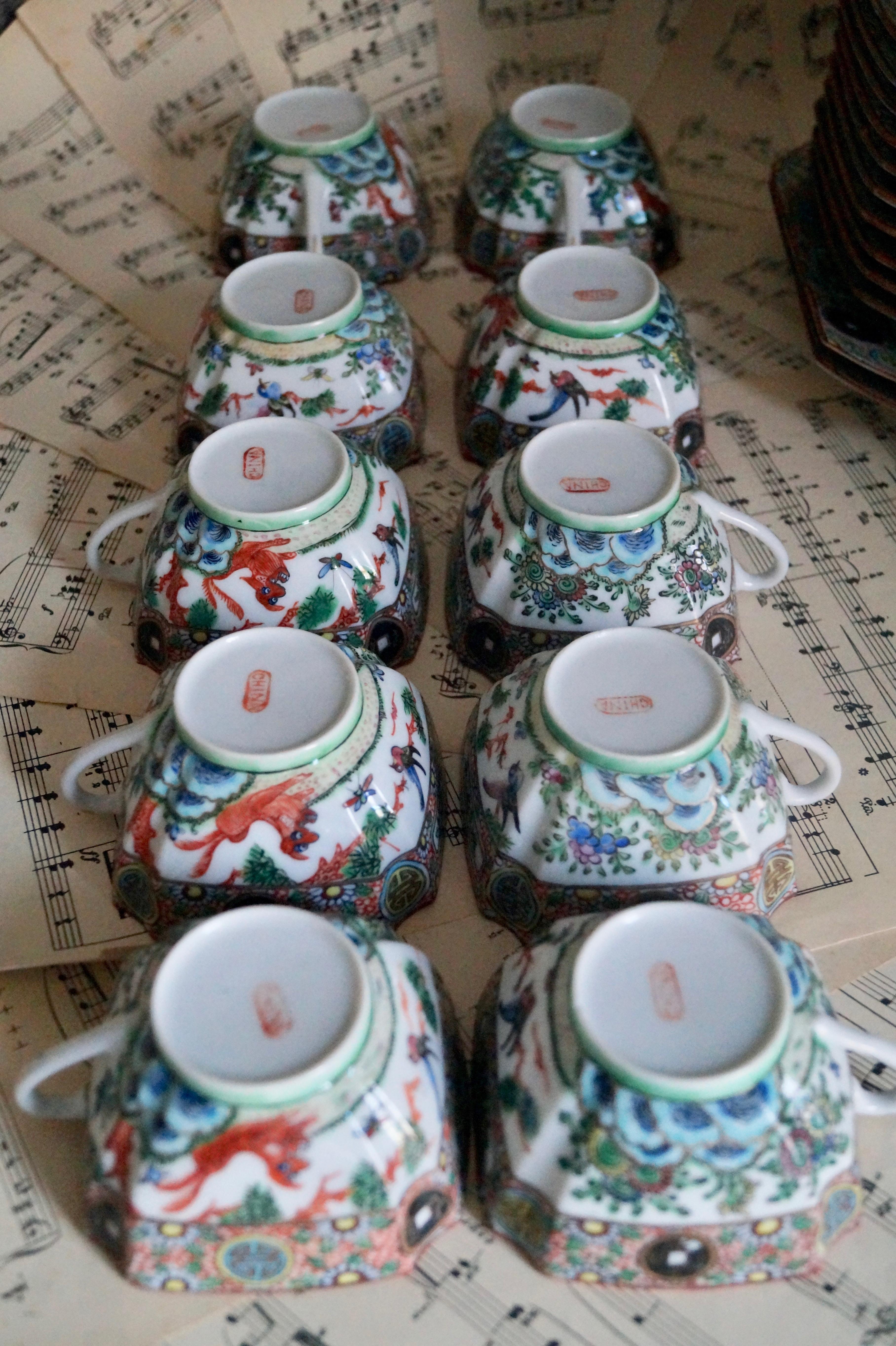 Antique Chinese Export Porcelain, Famille Rose Tea Service, 1880-1900 7